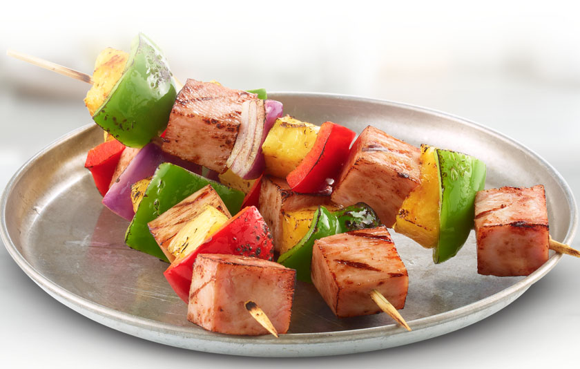 Grilled Hickory Smoked Ham Kebabs